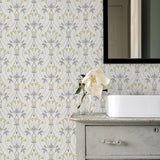 2970-26147 Dard Grey Tulip Ogee Wallpaper