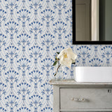 2970-26148 Dard Blue Tulip Ogee Wallpaper