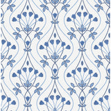 2970-26148 Dard Blue Tulip Ogee Wallpaper
