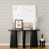 2970-26149 Mucha Off-White Botanical Ogee Wallpaper