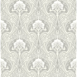 2970-26149 Mucha Off-White Botanical Ogee Wallpaper