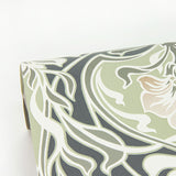  2970-26150 Mucha Dark Grey Botanical Ogee Wallpaper