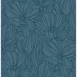 2970-87356 Selwyn Flock Dark Blue Floral Wallpaper