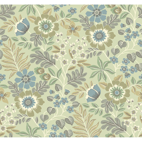 2970-87532 Voysey Green Floral Wallpaper