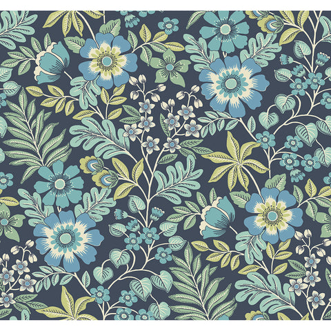 2970-87533 Voysey Navy Floral Wallpaper
