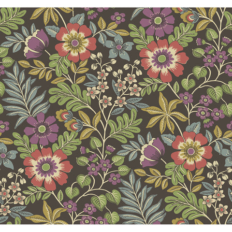 2970-87534 Voysey Brown Floral Wallpaper