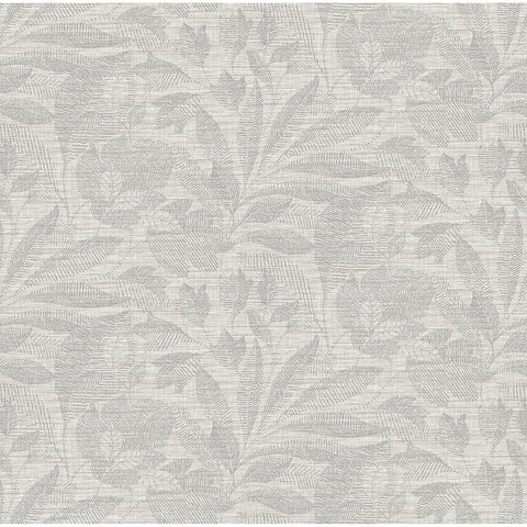 2971-86152 Lei Silver Etched Leaves Wallpaper