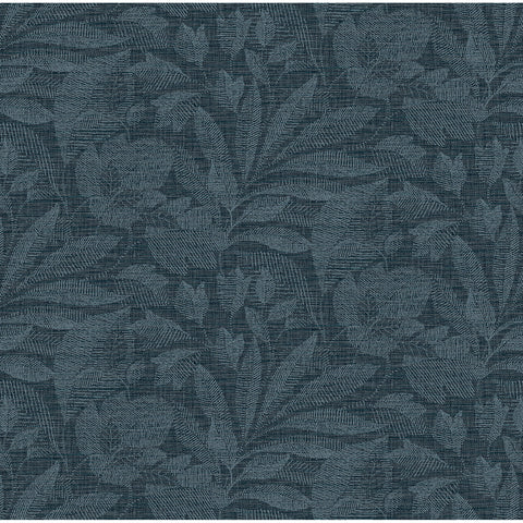 2971-86153 Lei Navy Etched Leaves Wallpaper