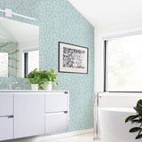 2971-86321 Coraline Teal Leaf Wallpaper