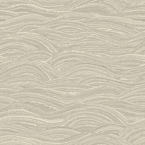 2971-86366 Leith Taupe Zen Waves Wallpaper