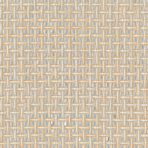 2972-54774 Aki Silver Paper Weave Basketweave Grasscloth Wallpaper
