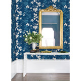 2973-90104 Nicolette Navy Floral Trail Wallpaper