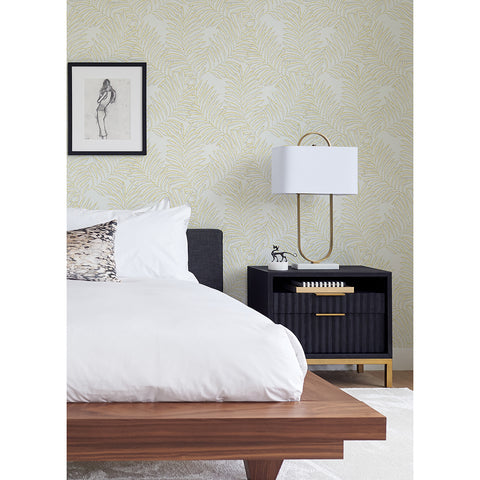 2973-90504 Finnley Yellow Inked Fern Wallpaper