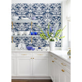 2973-90885 Sadie Navy Parisian Damask Wallpaper