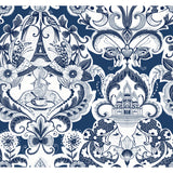 2973-90885 Sadie Navy Parisian Damask Wallpaper