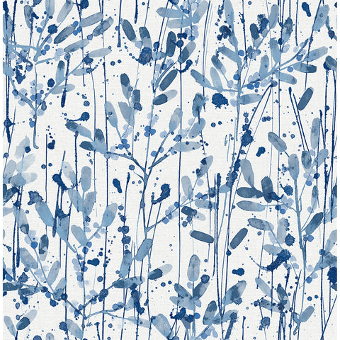 2975-26237 Leandra Indigo Floral Trail Wallpaper