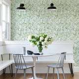 2975-26241 Leandra Green Floral Trail Wallpaper