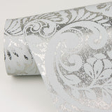 2976-86443 Artemis Silver Damask Wallpaper