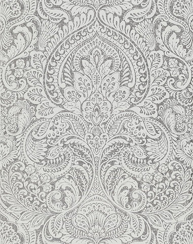2976-86443 Artemis Silver Damask Wallpaper