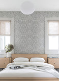 2976-86444 Artemis Platinum Damask Wallpaper
