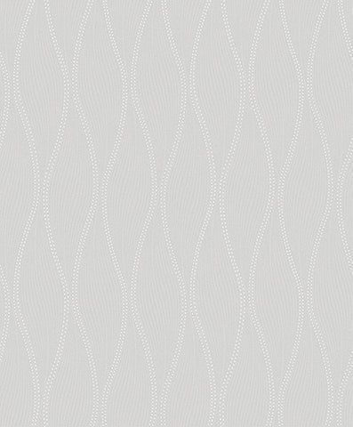 2976-86519 Tetsu Pewter Ogee Wave Wallpaper