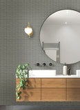 2988-70007 Gator Slate Geometric Stripe Wallpaper