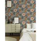  2999-13108 Victoria Blue Floral Nouveau Wallpaper