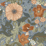  2999-13108 Victoria Blue Floral Nouveau Wallpaper