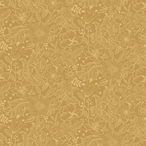  2999-13127 Wilma Yellow Floral Block Print Wallpaper