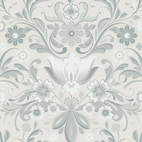 2999-24109 Ostanskar Light Grey Retro Floral Wallpaper