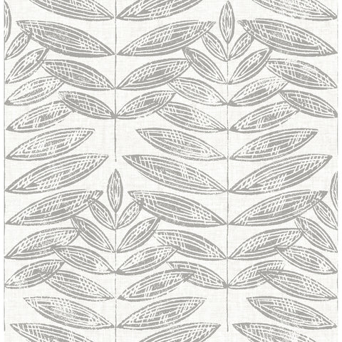  2999-25101 Akira Grey Leaf Wallpaper