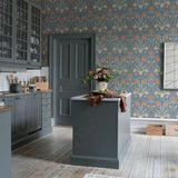 2999-33009 Large tulips flowers floral blue olive green peach Scandinavian Wallpaper rolls