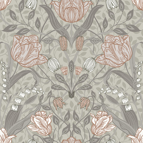 2999-44105 Filippa Grey Tulip Wallpaper