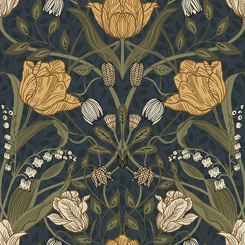 2999-44106 Filippa Navy Tulip Wallpaper