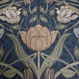 2999-44106 Large tulips flowers floral navy blue olive green peach Scandinavian Wallpaper