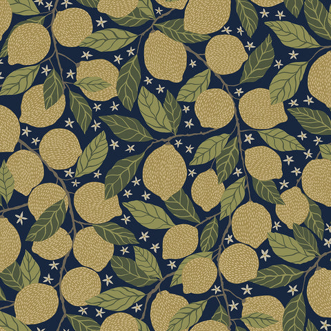  2999-44118 Lemona Navy Fruit Tree Wallpaper