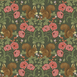 2999-44124 Kurre Dark Green Woodland Damask Wallpaper