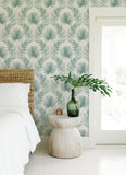4121-26912 Calla Teal Painted Palm Wallpaper