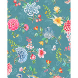 300105 Good Evening Teal Floral Garden Wallpaper