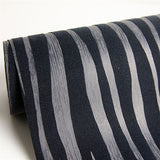 300550 Burchell Black Zebra Velvet Textured Wallpaper