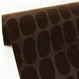 300562 Hyde Mahogany Brown Crocodile Velvet Textured Wallpaper