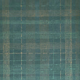 30437 Matt dark green gold metallic lines faux fabric textured plaid modern wallpaper

