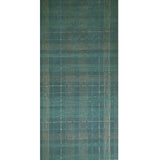 30437 Matt dark green gold metallic lines faux fabric textured plaid modern wallpaper
