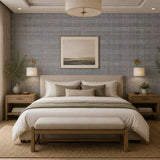 30439 Taupe gray green puple cross lines faux fabric textured plaid modern wallpaper