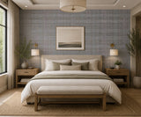 30439 Taupe gray green puple cross lines faux fabric textured plaid modern wallpaper
