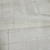 30440 Embossed Beige tan cream cross lines faux fabric textured plaid modern wallpaper
