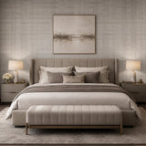 30440 Embossed Beige tan cream cross lines faux fabric textured plaid modern wallpaper