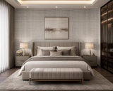 30440 Embossed Beige tan cream cross lines faux fabric textured plaid modern wallpaper