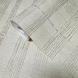 30440 Embossed Beige tan cream cross lines faux fabric textured plaid modern wallpaper