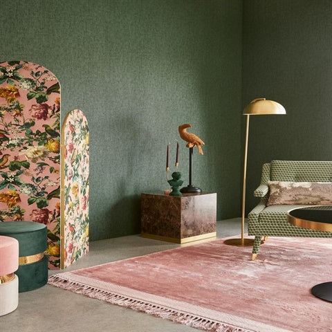 307322 Leonardo Dark Green Flock Vertical Stripe Raised Felt